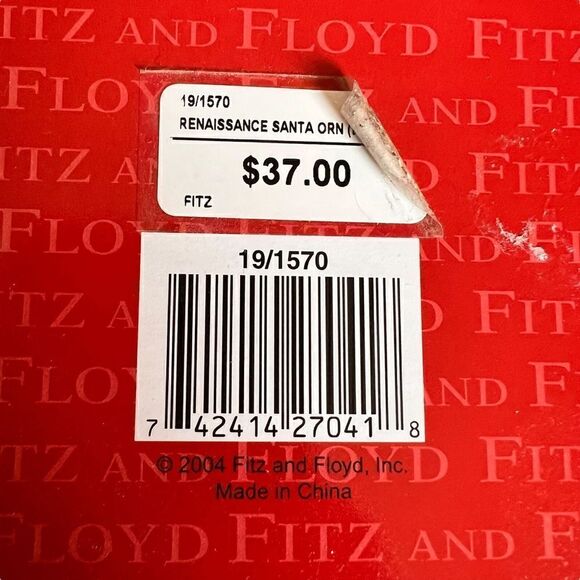 Fitz and Floyd 9" 2004 santa oversized numbered glass ornament - Picture 5 of 12